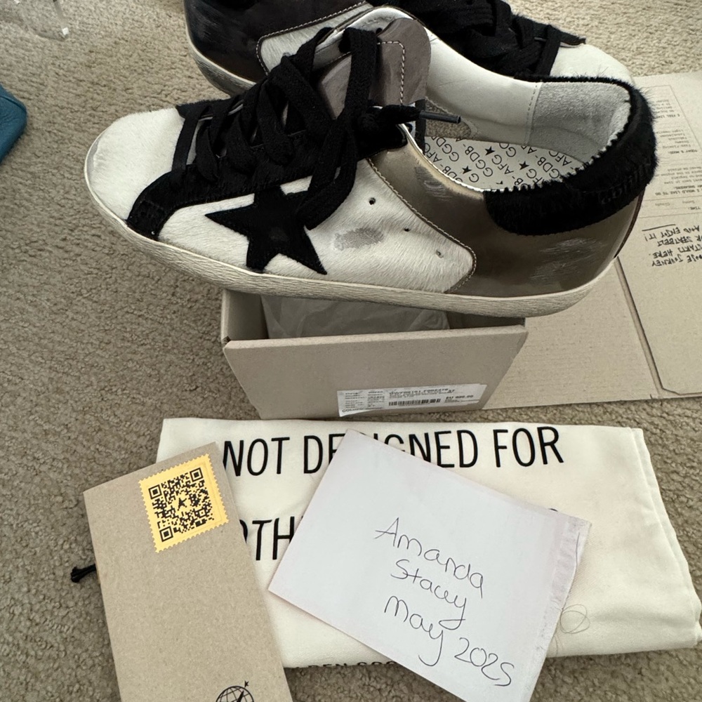 Golden Goose Dark Grey and Silver Sneakers